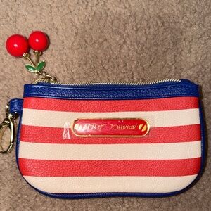 Betsey Johnson Red white and blue Wallet W Cherry Keychain